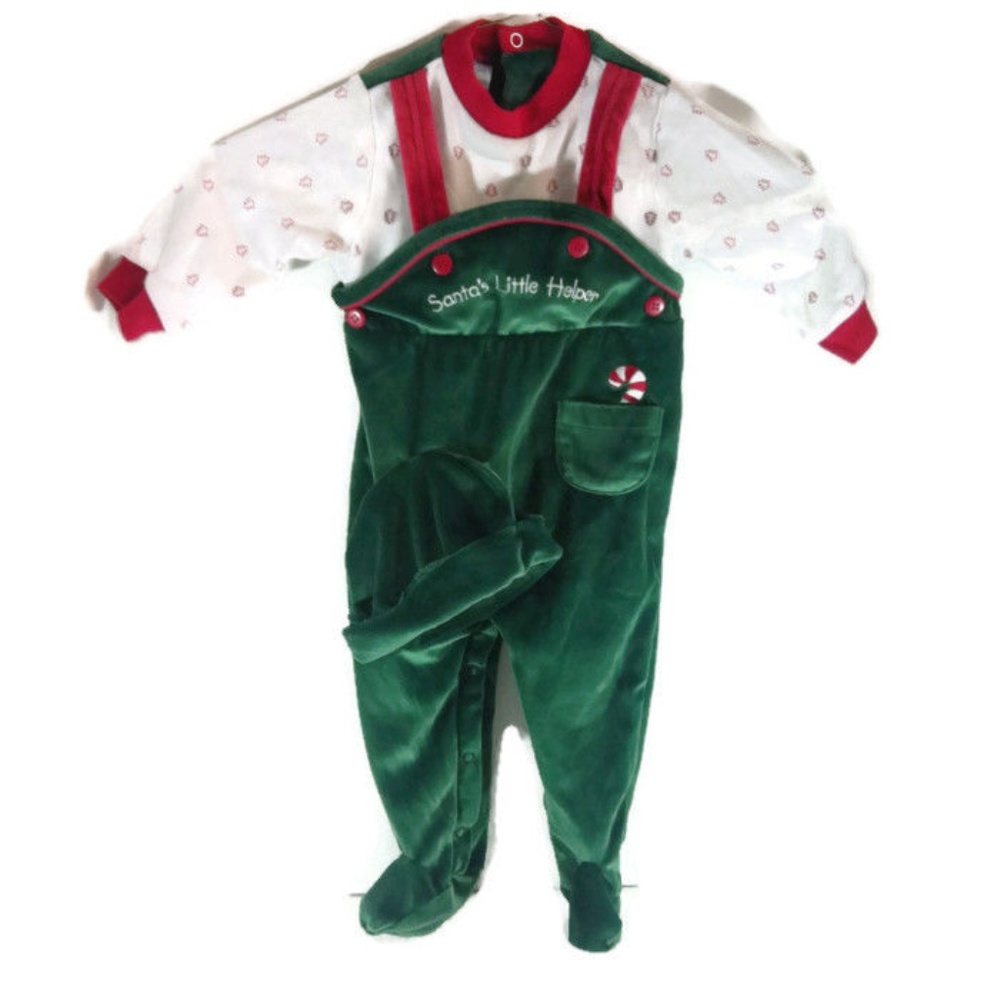 Santa's Little Helper Christmas Outfit With Hat - Picture 1 of 8